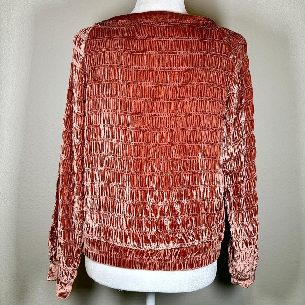 Love Sam Velvet Textured Terracotta Color Pullover Top Size XS - Picture 3 of 6
